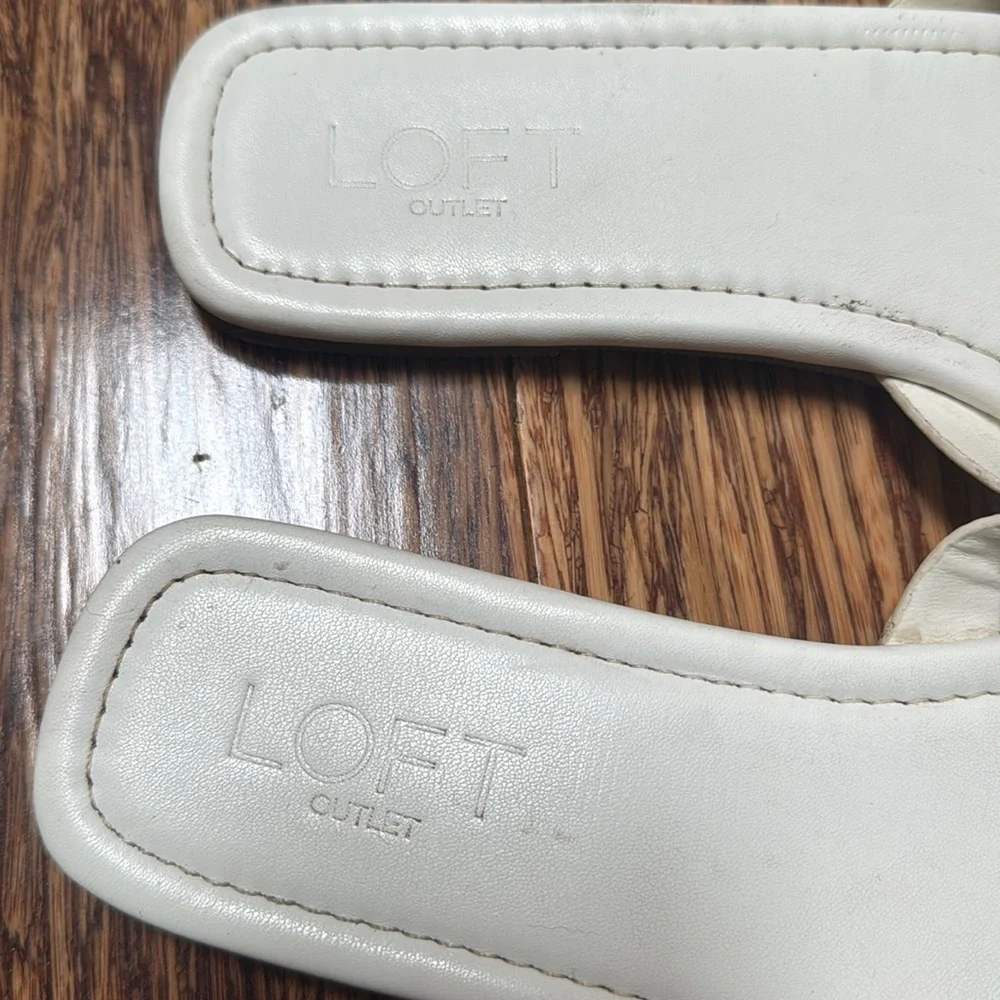 LOFT white vegan leather braided textured snake print slide sandals size 6 - Picture 4 of 9
